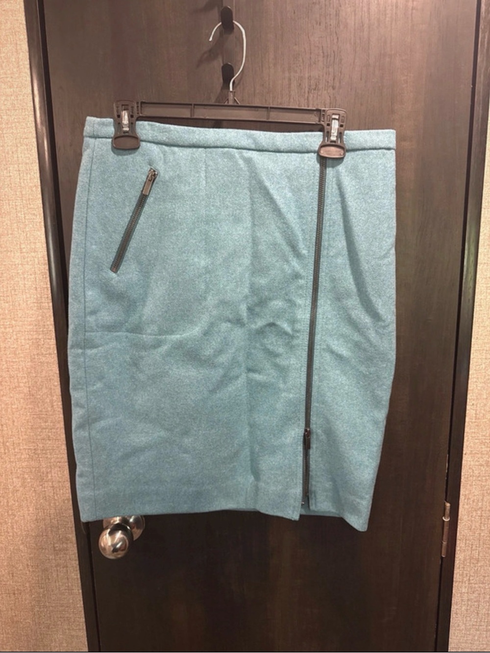 J. Crew Teal Zip-Detail Pencil Skirt